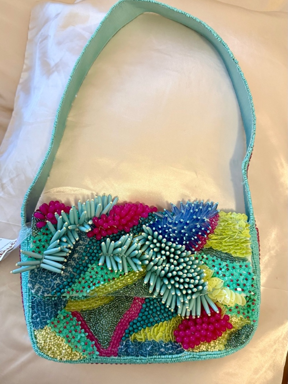 Beaded Turquoise Multicolor Shoulder Bag